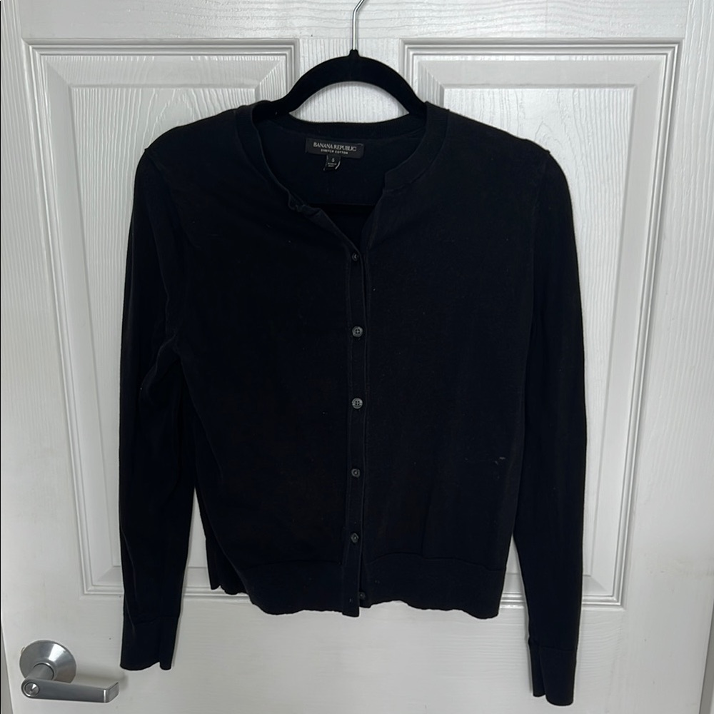 Black Button-Up Cardigan Sweater